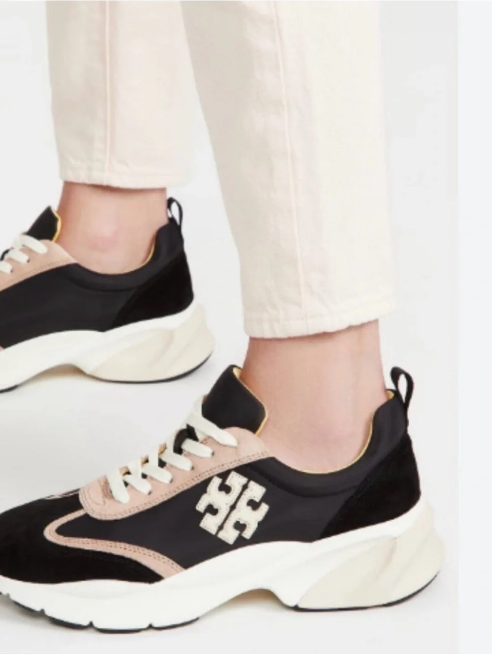 Tory Burch Black and Blush Chunky Lace-Up Sneakers - Like New - Never Worn